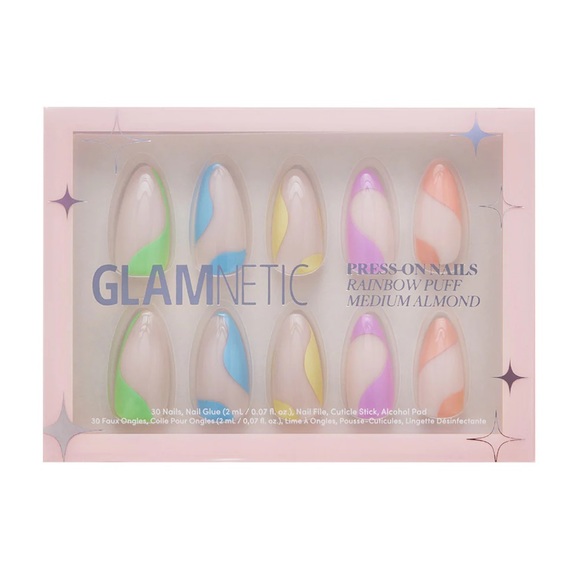 BNIB Glamnetic Reusable Press On Nails in ‘Rainbow Puff’ RRP $22 💅🏻🌈 - Picture 4 of 5